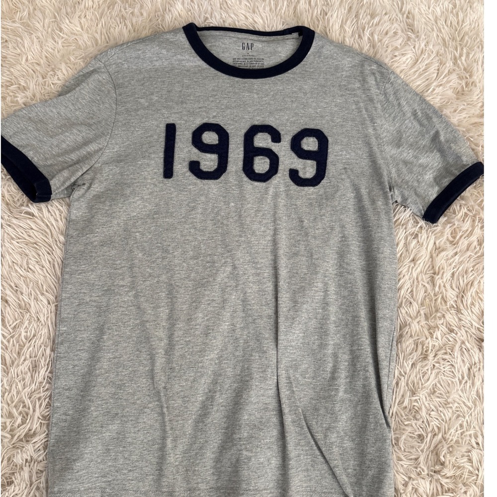 Vintage GAP 1969 Mens Grey Ringer T‎ Shirt Anniversary Collection Size M